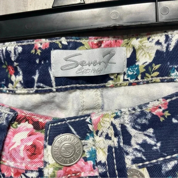 Seven 7 Premium Jeans Stretch Womens Skinny Blue Floral Print Denim Size 10 New - Picture 5 of 8